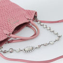 Miu Miu Matelasse Chain Shoulder Bag Leather 2way Pink Silver Auth 190606-8