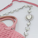 Miu Miu Matelasse Chain Shoulder Bag Leather 2way Pink Silver Auth 190606-17