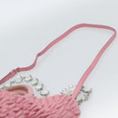 Miu Miu Matelasse Chain Shoulder Bag Leather 2way Pink Silver Auth 190606-18