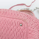 Miu Miu Matelasse Chain Shoulder Bag Leather 2way Pink Silver Auth 190606-19
