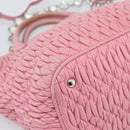 Miu Miu Matelasse Chain Shoulder Bag Leather 2way Pink Silver Auth 190606-20