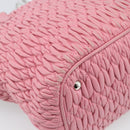 Miu Miu Matelasse Chain Shoulder Bag Leather 2way Pink Silver Auth 190606-22