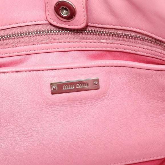 Miu Miu Matelasse Chain Shoulder Bag Leather 2way Pink Silver Auth 190606