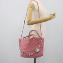 Miu Miu Matelasse Chain Shoulder Bag Leather 2way Pink Silver Auth 190606-30