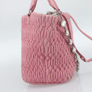 Miu Miu Matelasse Chain Shoulder Bag Leather 2way Pink Silver Auth 190606-3