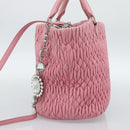 Miu Miu Matelasse Chain Shoulder Bag Leather 2way Pink Silver Auth 190606-4