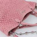 Miu Miu Matelasse Chain Shoulder Bag Leather 2way Pink Silver Auth 190606-14