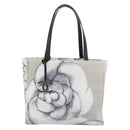 CHANEL Camelia Tote Bag Canvas White Silver CC Auth 190607V-13