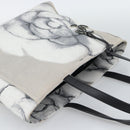 CHANEL Camelia Tote Bag Canvas White Silver CC Auth 190607V-6