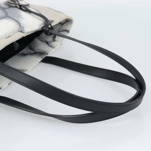 CHANEL Camelia Tote Bag Canvas White Silver CC Auth 190607V