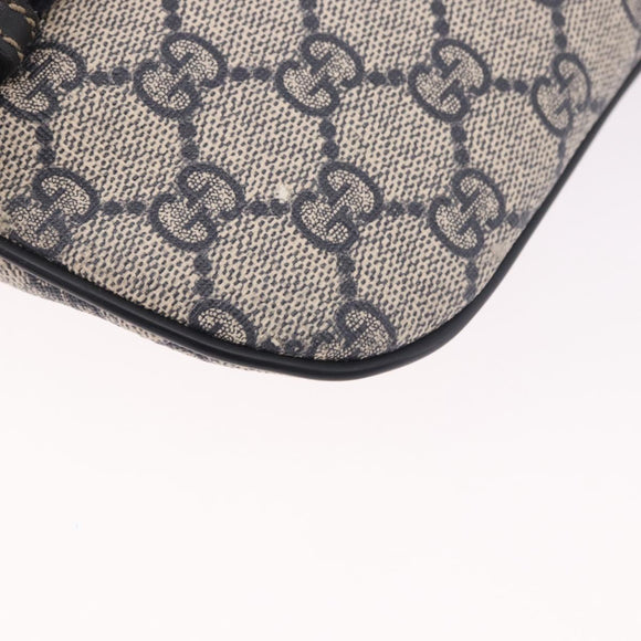 GUCCI GG Supreme Waist Bag PVC Navy Silver 233269 Auth 190610