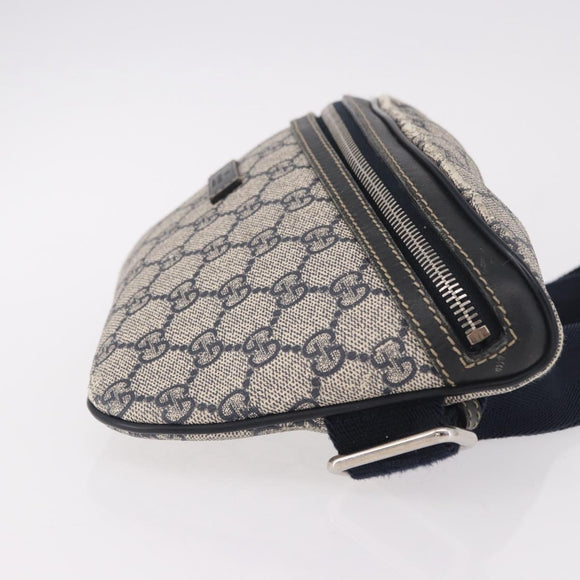 GUCCI GG Supreme Waist Bag PVC Navy Silver 233269 Auth 190610