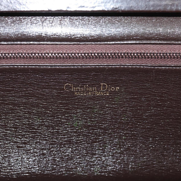Christian Dior Trotter Canvas Shoulder Bag Beige Gold Auth 190611