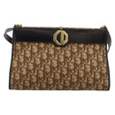 Christian Dior Trotter Canvas Shoulder Bag Beige Gold Auth 190611-13