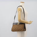 Christian Dior Trotter Canvas Shoulder Bag Beige Gold Auth 190611-22