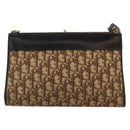 Christian Dior Trotter Canvas Shoulder Bag Beige Gold Auth 190611-2