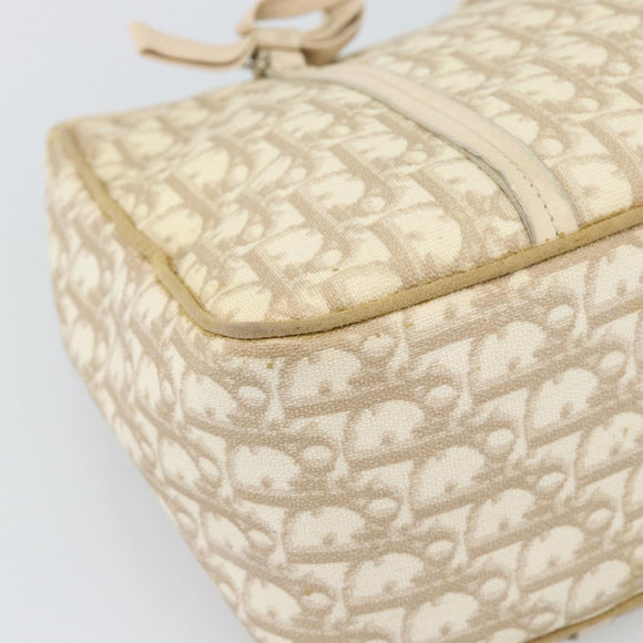 Christian Dior Trotter Canvas Romantic Chain Shoulder Bag PVC Ivory Auth 190613