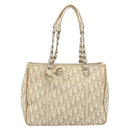 Christian Dior Trotter Canvas Romantic Chain Shoulder Bag PVC Ivory Auth 190613-13