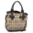 BURBERRY Nova Check Tote Bag PVC 2way Beige Gold Auth 190614-1