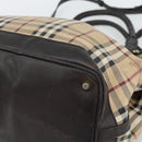 BURBERRY Nova Check Tote Bag PVC 2way Beige Gold Auth 190614-15