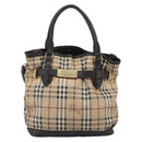 BURBERRY Nova Check Tote Bag PVC 2way Beige Gold Auth 190614-13
