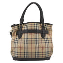 BURBERRY Nova Check Tote Bag PVC 2way Beige Gold Auth 190614-2