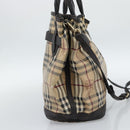 BURBERRY Nova Check Tote Bag PVC 2way Beige Gold Auth 190614-3