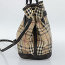 BURBERRY Nova Check Tote Bag PVC 2way Beige Gold Auth 190614-4