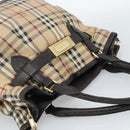 BURBERRY Nova Check Tote Bag PVC 2way Beige Gold Auth 190614-6