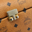 MCM Vicetos Logogram Vanity Hand Bag PVC Leather Brown Gold Auth 190615A-10