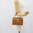 MCM Vicetos Logogram Vanity Hand Bag PVC Leather Brown Gold Auth 190615A-23