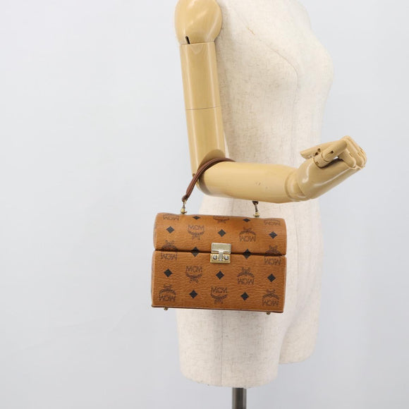 MCM Vicetos Logogram Vanity Hand Bag PVC Leather Brown Gold Auth 190615A