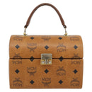 MCM Vicetos Logogram Vanity Hand Bag PVC Leather Brown Gold Auth 190615A-13