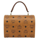 MCM Vicetos Logogram Vanity Hand Bag PVC Leather Brown Gold Auth 190615A-2