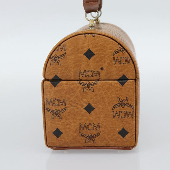MCM Vicetos Logogram Vanity Hand Bag PVC Leather Brown Gold Auth 190615A