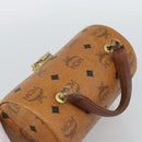 MCM Vicetos Logogram Vanity Hand Bag PVC Leather Brown Gold Auth 190615A-6
