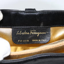 Salvatore Ferragamo Hand Bag Satin Black Gold Auth 190618-12