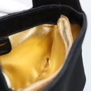 Salvatore Ferragamo Hand Bag Satin Black Gold Auth 190618-18