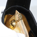 Salvatore Ferragamo Hand Bag Satin Black Gold Auth 190618-20