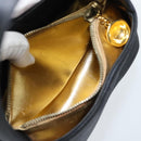 Salvatore Ferragamo Hand Bag Satin Black Gold Auth 190618-21