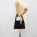 Salvatore Ferragamo Hand Bag Satin Black Gold Auth 190618-22