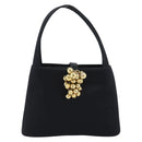 Salvatore Ferragamo Hand Bag Satin Black Gold Auth 190618-13
