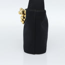 Salvatore Ferragamo Hand Bag Satin Black Gold Auth 190618-4