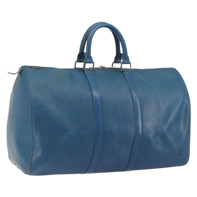 LOUIS VUITTON Epi Keepall 45 Boston Bag Blue M42975 LV Auth 190619