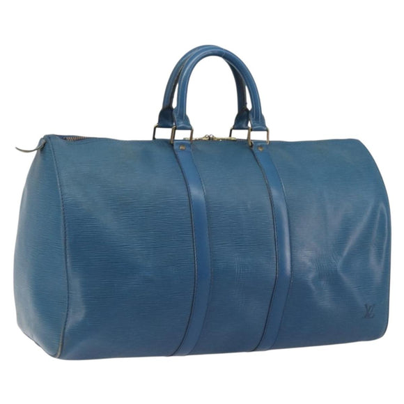 LOUIS VUITTON Epi Keepall 45 Boston Bag Blue M42975 LV Auth 190619