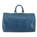 LOUIS VUITTON Epi Keepall 45 Boston Bag Blue M42975 LV Auth 190619-13