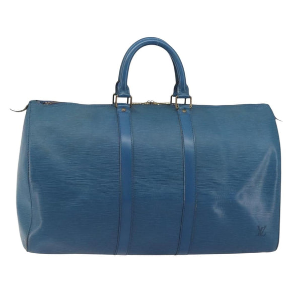 LOUIS VUITTON Epi Keepall 45 Boston Bag Blue M42975 LV Auth 190619