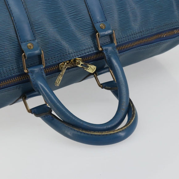 LOUIS VUITTON Epi Keepall 45 Boston Bag Blue M42975 LV Auth 190619