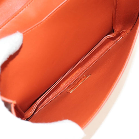 BOTTEGA VENETA Mount Chain Shoulder Bag Leather 2way Orange Gold Auth 190620V
