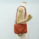 BOTTEGA VENETA Mount Chain Shoulder Bag Leather 2way Orange Gold Auth 190620V-26